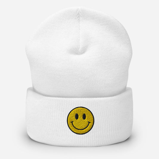 SMILE cuffed embroidered beanie