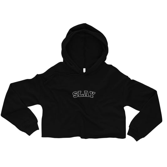 SLAY crop embroidered hoodie